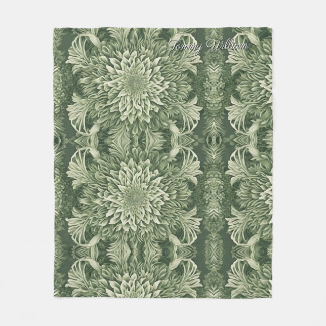 Cobertor De Velo Sage Green Floral Elegante (Frente)
