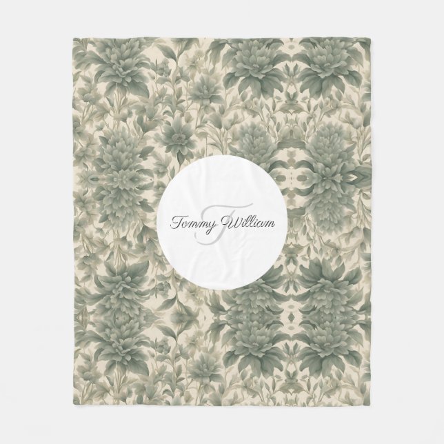 Cobertor De Velo Sage Green Floral Elegante (Frente)