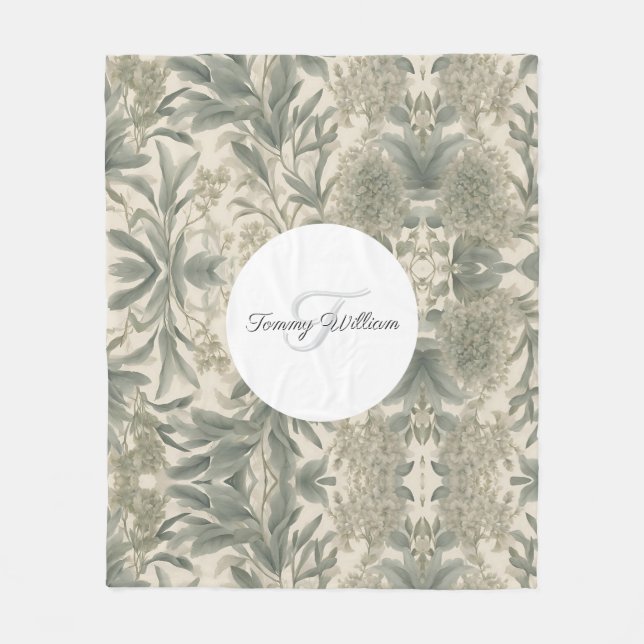 Cobertor De Velo Sage Green Floral Elegante (Frente)