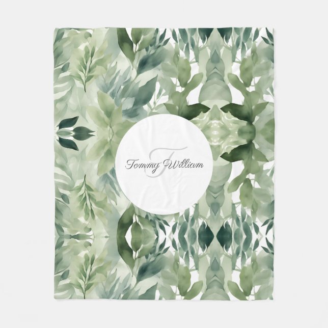Cobertor De Velo Sage Green Floral Elegante (Frente)