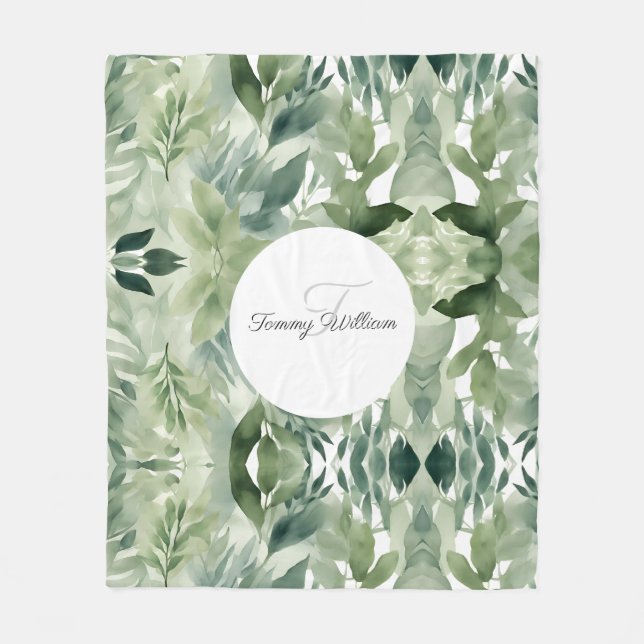 Cobertor De Velo Sage Green Floral Elegante (Frente)