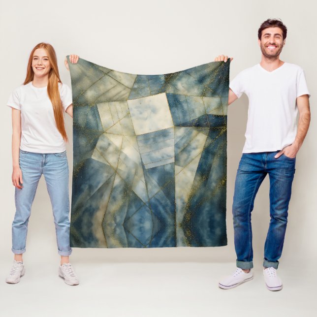 Cobertor De Velo Sage Olive Green Dourado Geométrico Abstrato natur (In Situ)