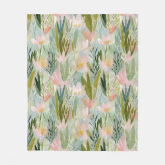 Cobertor De Velo Sage Verde Floral Caprichoso em aquarela