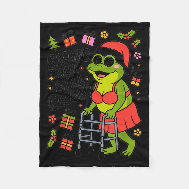 Cobertor De Velo Sagging But Still Gagging Funny Christmas Frog Hol (Frente)