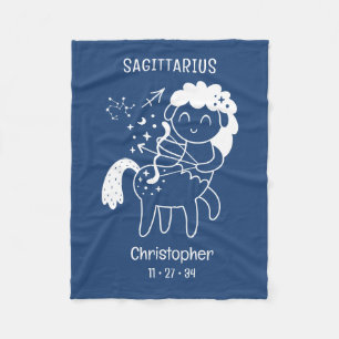Cobertor De Velo Sagittarius Nome Zodiac Estrela Birthdate Blue Bab