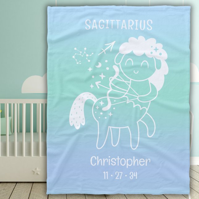Cobertor De Velo Sagittarius Nome Zodiac Estrela Birthdate Blue Bab (Criador carregado)