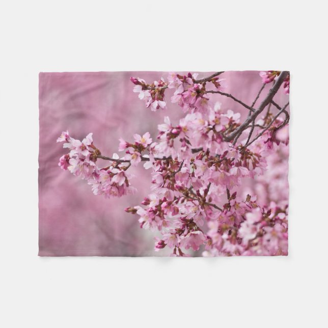 Cobertor De Velo Sakura Cherry Blossoms Pastel Pink Camadas (Frente (Horizontal))