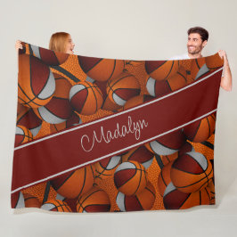 Cobertor De Velo sala de esportes decor maroon cinza basquetebol