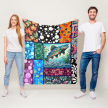 Salmão Crazy Quilt Floral Caprichoso Colorido