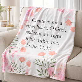 Cobertor De Velo Salmo 51:10 Crie em Mim Floral Rosa Cristão