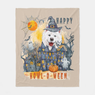 Cobertor De Velo Samoyed Happy Howl-o-entre Casas Fantasmas Engraça