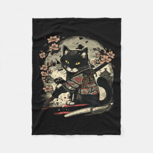 Cobertor De Velo Samurai Cat Tattoo, Vintage Kawaii Ninja