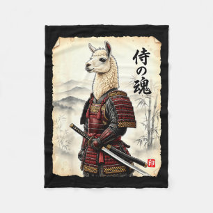 Cobertor De Velo Samurai Llama Arte Japonês Vintage Alpaca Engraçad