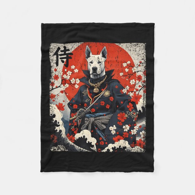 Cobertor De Velo Samurai Pitbull japonês Tattoo Kawaii Ukiyo-e Nin (Frente)