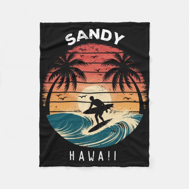 Cobertor De Velo Sandy Beach Hawaii Surfboard Waves Beach  (Frente)