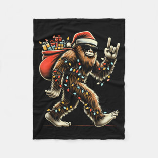Cobertor De Velo Santa Bigfoot Christmas Lights Funny Sasquatch