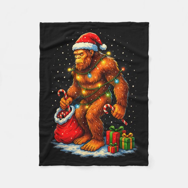 Cobertor De Velo Santa Bigfoot Christmas Lights Funny Sasquatch  (Frente)