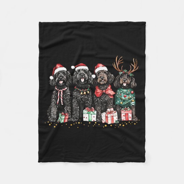 Cobertor De Velo Santa Black Goldendoodle Christmas Winter Goldendo (Frente)