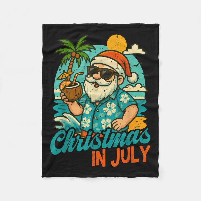 Cobertor De Velo Santa Christmas In July Palm Tree Xmas Summer Beac (Frente)