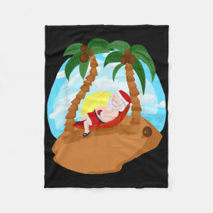 Cobertor De Velo Santa Claus Felry Christmas Beaches Palm Tree Trip
