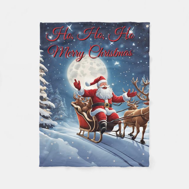 Cobertor De Velo Santa Claus Fleece Blanket (Frente)