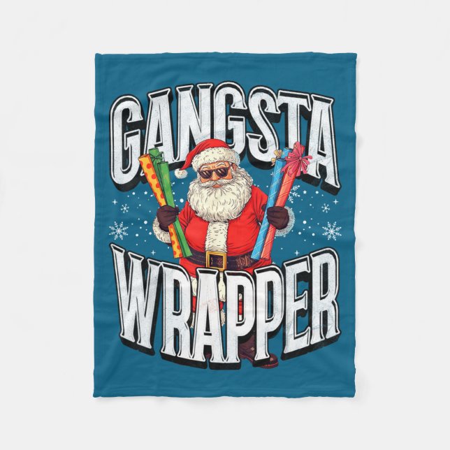 Cobertor De Velo Santa Claus Gangsta Wrapper Funny Christmas  (Frente)