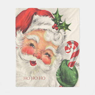 Cobertor De Velo Santa Claus Holly Candy Cane