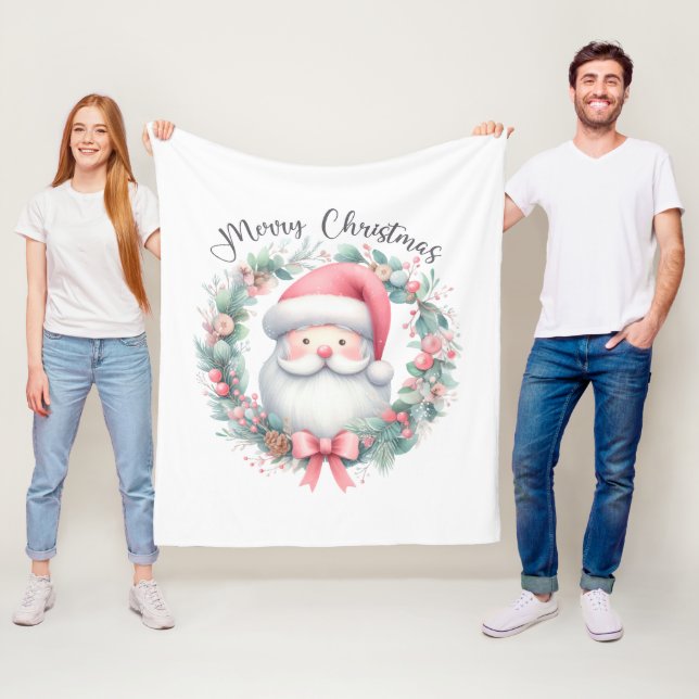 Cobertor De Velo Santa Claus Merry Christmas Fleece Blanket (In Situ)