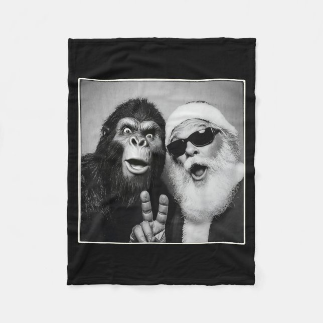 Cobertor De Velo Santa Claus Selfie Bigfoot Christmas Funny Sasquat (Frente)