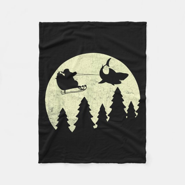 Cobertor De Velo Santa Claus Shark Sleigh Christmas Funny  (Frente)