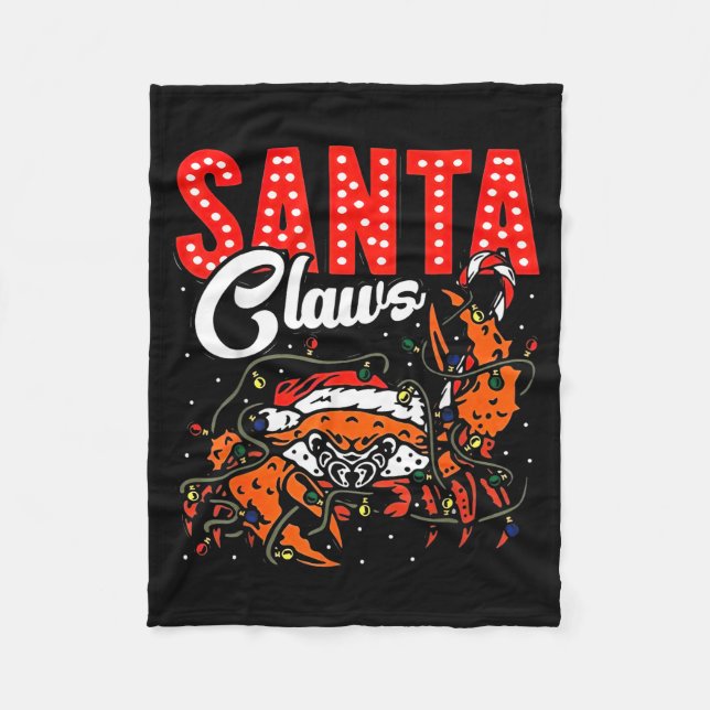 Cobertor De Velo Santa Claws Christmas Funny Crab Lights Holiday Ca (Frente)