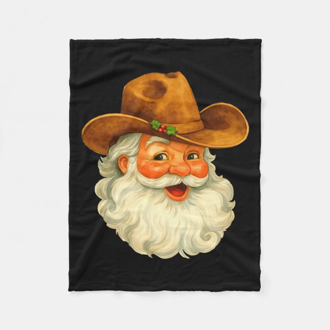 Cobertor De Velo Santa Cowboy Western Christmas Xmas Holiday Pajama (Frente)