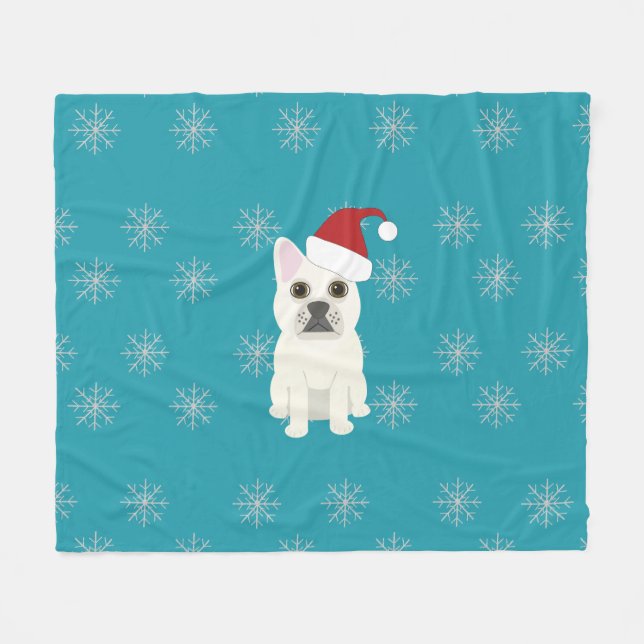 Cobertor De Velo Santa Frenchie, Snowflakes Blue (Frente (Horizontal))