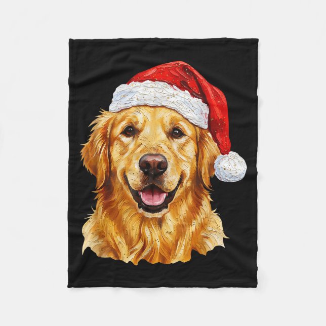 Cobertor De Velo Santa Golden Retriever Christmas Golden Retriever  (Frente)