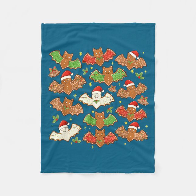 Cobertor De Velo Santa Hat Bat Soky Christmas Gingerbread Bats Xmas (Frente)
