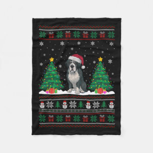 Cobertor De Velo Santa Hat Bernard Dog Árvore de Natal Luzes Feias