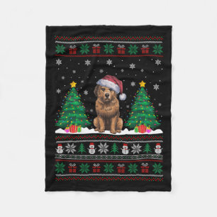 Cobertor De Velo Santa Hat Briard Cachorro Árvore de Natal Luzes Fe