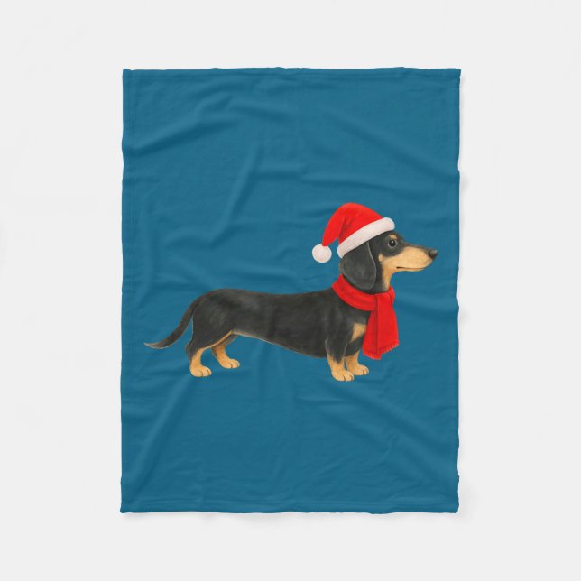 Cobertor De Velo Santa Hat Dachshund Christmas Funny Cute Dog Mom  (Frente)