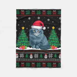 Cobertor De Velo Santa Hat Ragdoll Cat Árvore de Natal Luzes Feias