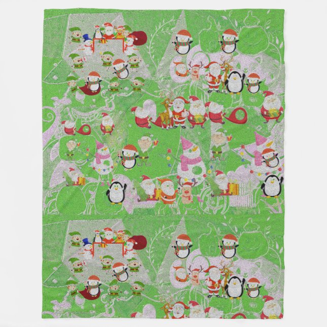 Cobertor De Velo Santa Magical Green New Year  (Frente)
