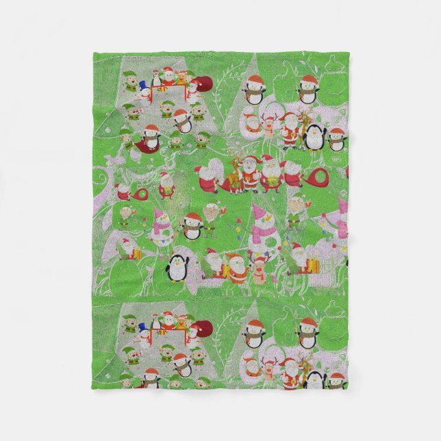 Cobertor De Velo Santa Magical Green New Year  (Frente)