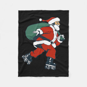 Cobertor De Velo Santa Patins Diversão De Natal Patinador Crianças
