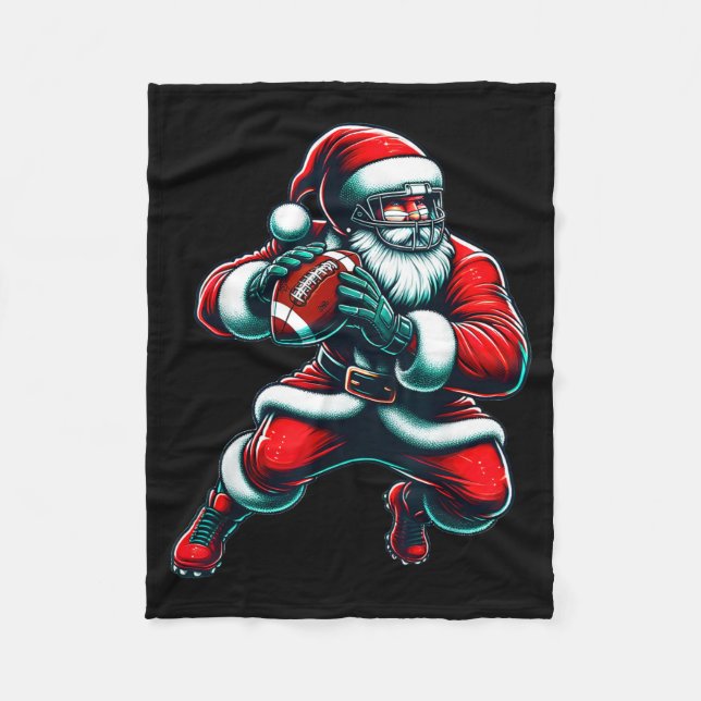 Cobertor De Velo Santa Playing American Football Christmas Women Me (Frente)