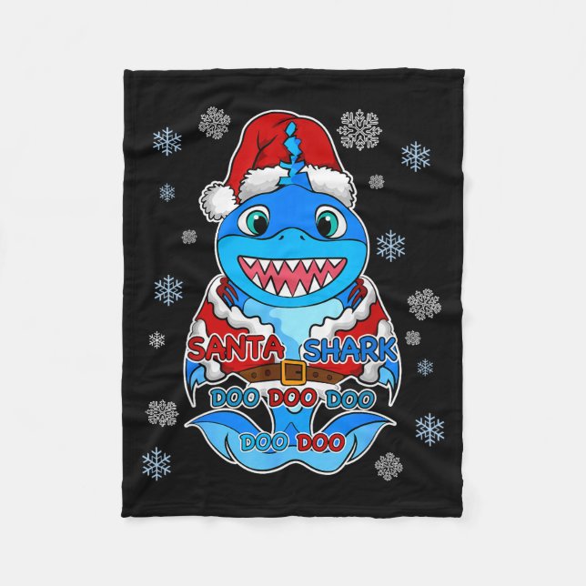 Cobertor De Velo Santa Shark, Shark In A Santa Suit, Christmas Shar (Frente)