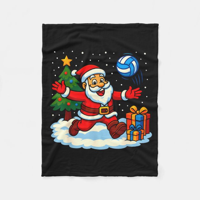 Cobertor De Velo Santa Volleyball Playing Srt Christmas Tree Xmas P (Frente)