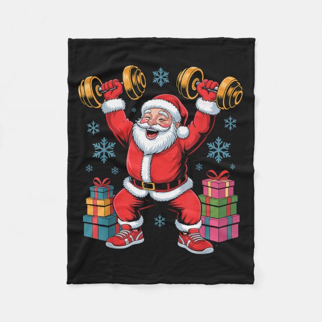 Cobertor De Velo Santa Weightlifting Fitness Gym Training Christmas (Frente)