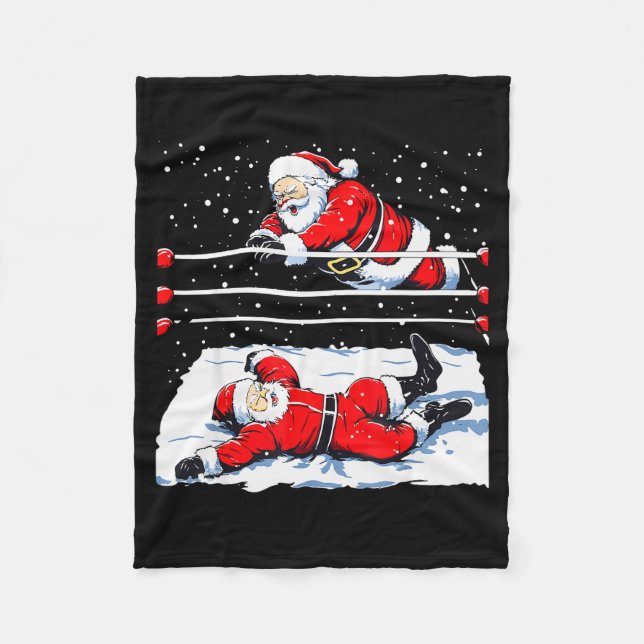 Cobertor De Velo Santa Wrestling Lover Wrestler Christmas Xmas Paja (Frente)