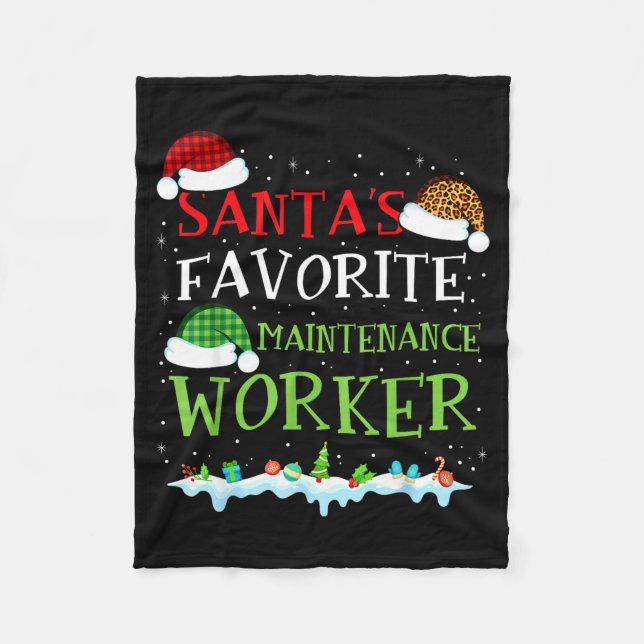 Cobertor De Velo Santa's Favorite Maintenance Worker Fun Christmas  (Frente)