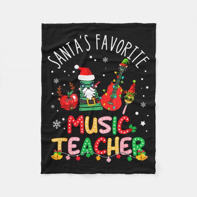 Cobertor De Velo Santa's Favorite Music Teacher Christmas Santa Hat (Frente)