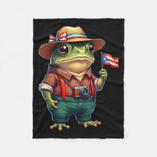 Cobertor De Velo Sapo Coqui Engraçado Bandeira de Porto Rico Taino